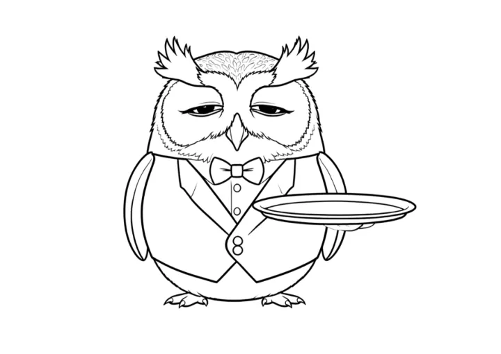 Bramble the owl, a colouring page to print