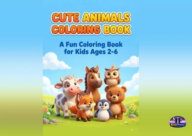 Cute Animals colouring book cover