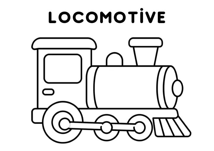 A steam train, a colouring page to print